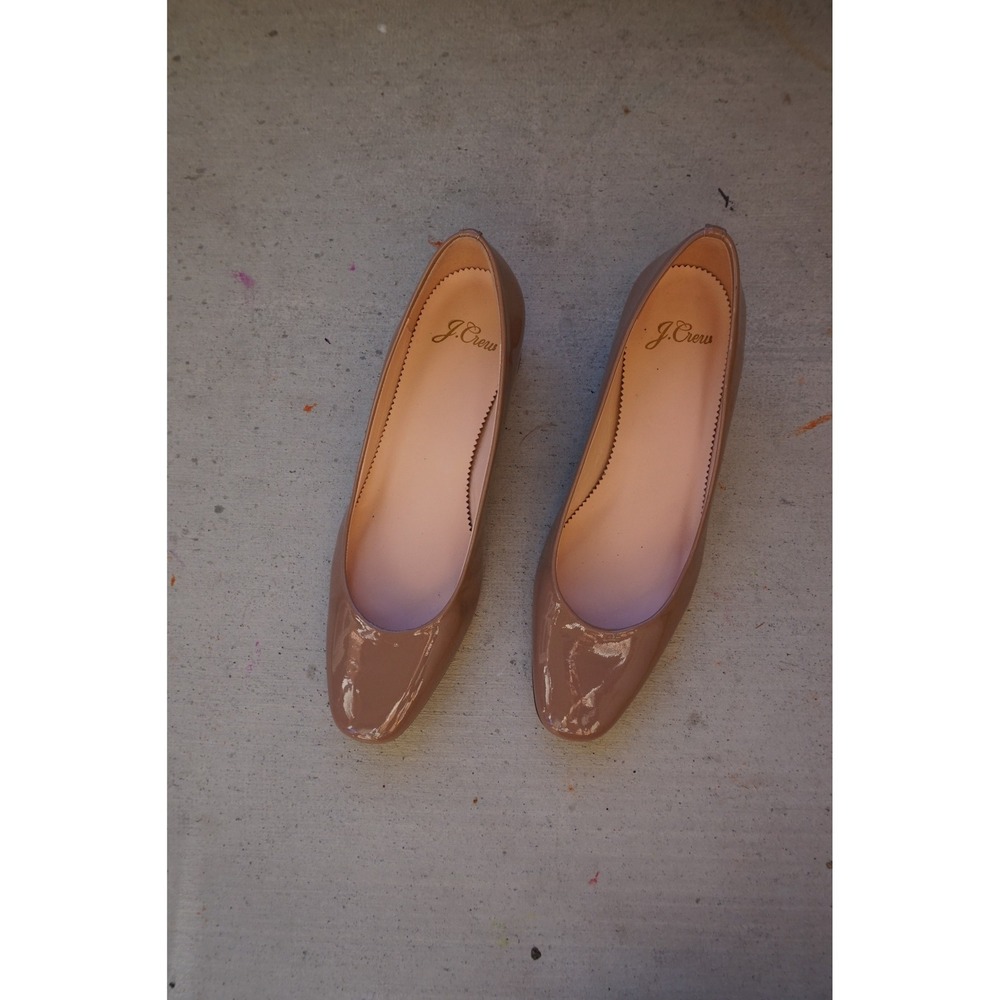 J.Crew Kate Pumps‎ In Deep Blush Nude Patent Leather Block Heel Size 6.5